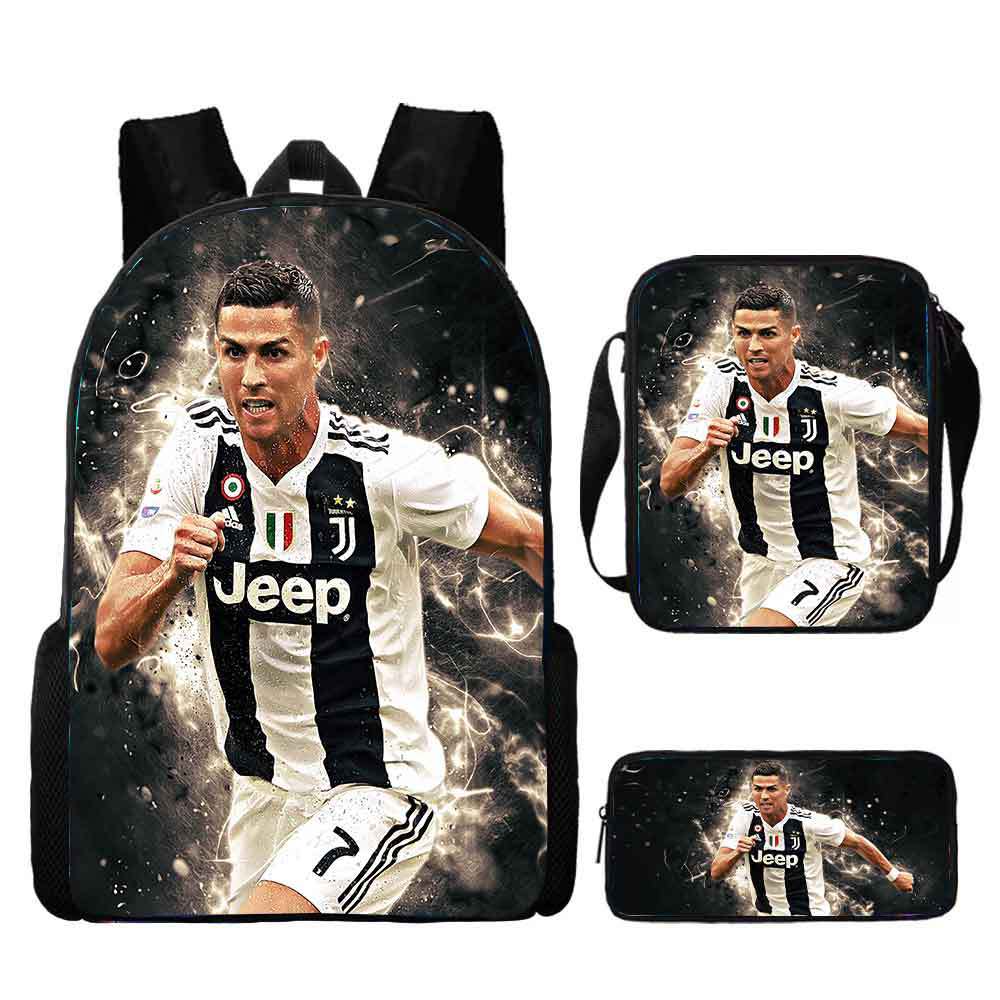 Ronaldo schoolbag boy elementary school student children backpack cross-border hot selling backpack shoulder bag pencil case three-piece set wholesale