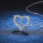 T-brand clavicle chain necklace, S925 sterling silver plated with Pt950 moissanite, heart-shaped moissanite pendant, factory direct sales.