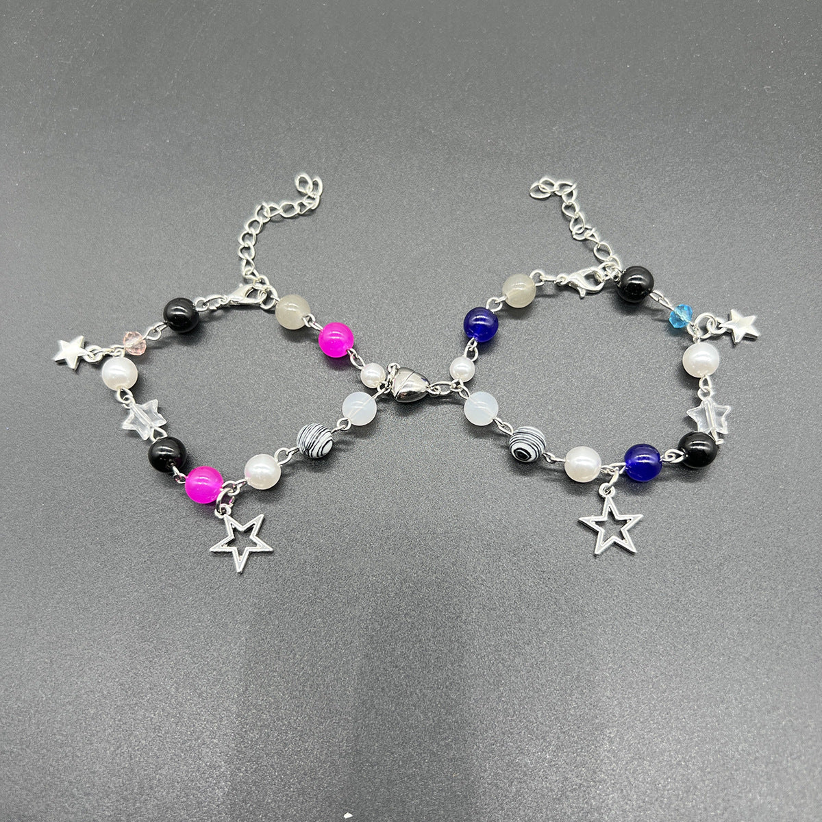 European and American cross-border bracelet couple bestie black and white dice hip-hop handmade guitar microphone five-pointed star hand jewelry