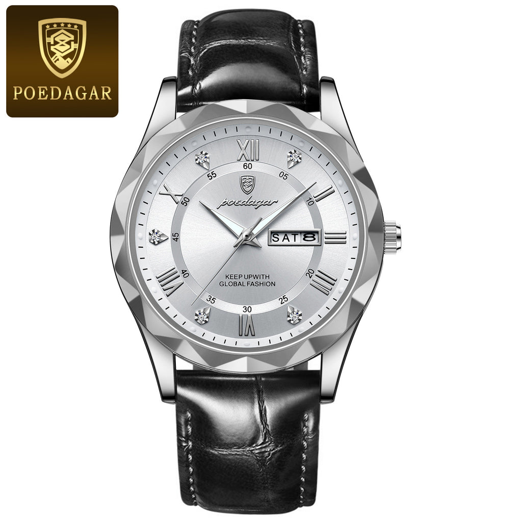 Men's Dual Calendar Luminous Quartz Watch - Waterproof
