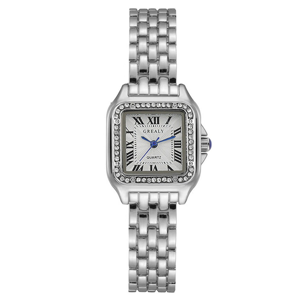 Women's Gold White Square Watch - World Time, Alloy
