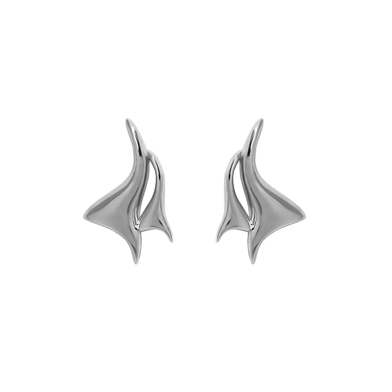 655 Korean version of ins original design simple and versatile seagull series texture S925 sterling silver earrings for women