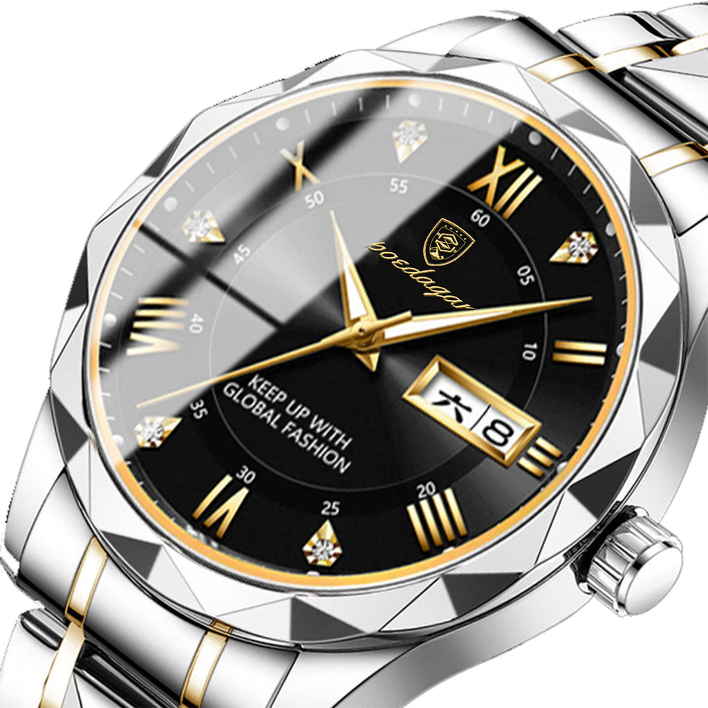Men's Dual Calendar Luminous Quartz Watch - Waterproof