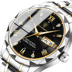 Men's Dual Calendar Luminous Quartz Watch - Waterproof