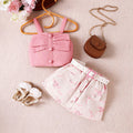Foreign trade cross-border European and American summer sweet girl suits small and medium-sized children's suspender tops, printed skirts, belts new products