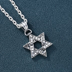 s925 sterling silver necklace pendant for men and women six-pointed star pendant Thai silver retro old fashion jewelry