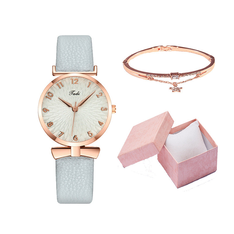 Women's Light Blue Watch and Bracelet Set - Quartz