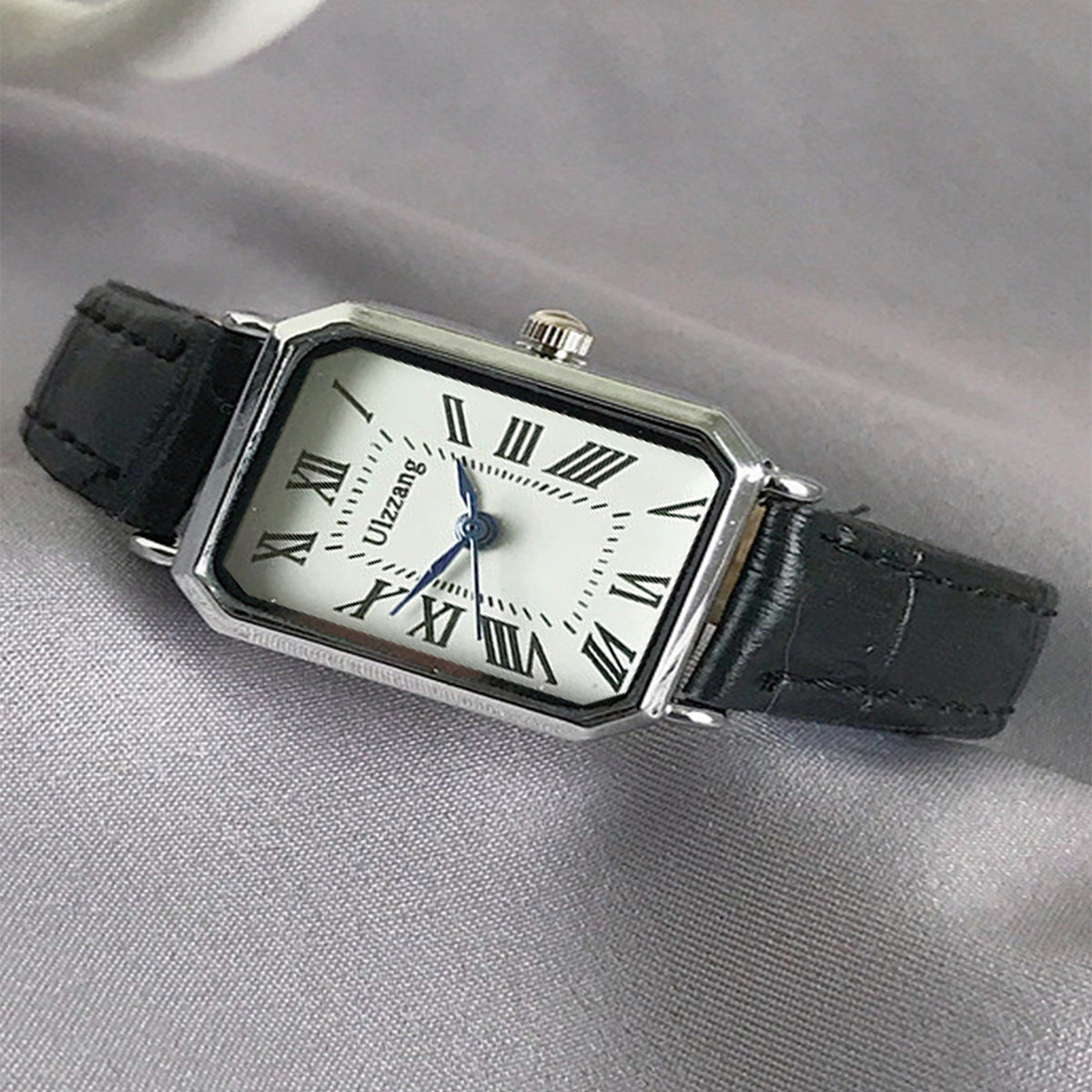 Women's Rose Gold Black Square Watch - Roman Numerals