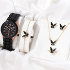 Women's White Heart-Design Quartz Watch - Silicone Strap