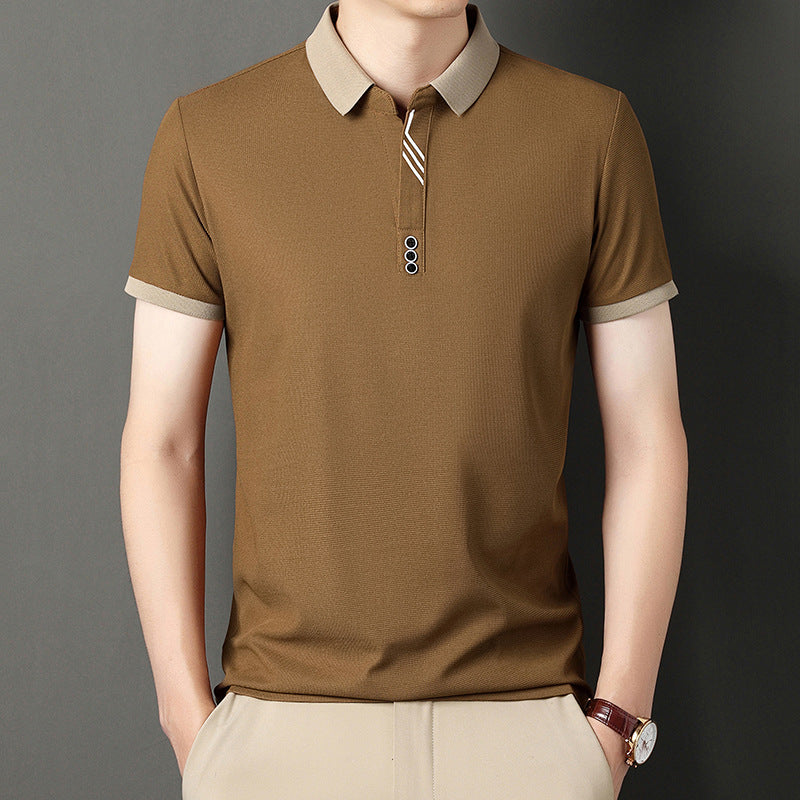 Men's White Waffle Knit Polo Shirt - Short Sleeve