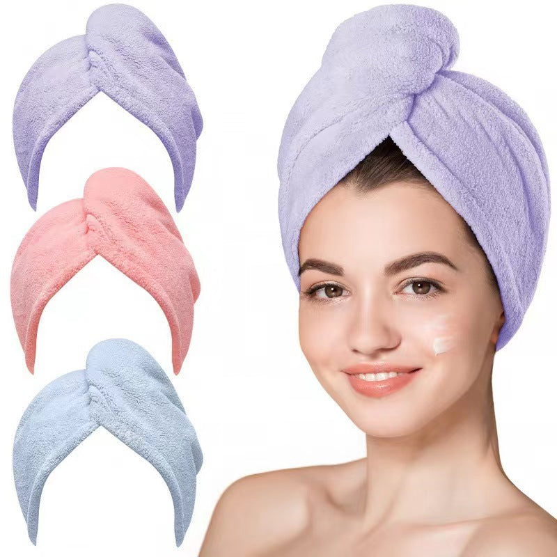 Amazon cross-border triangular coral fleece dry hair cap gift bathroom shower cap hotel beauty salon European and American fiber shower cap