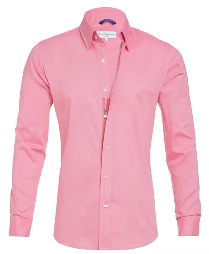 Men's Zipper Oxford Shirt – Hidden Zip Design | Aladinae