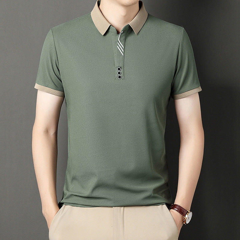 Men's White Waffle Knit Polo Shirt - Short Sleeve