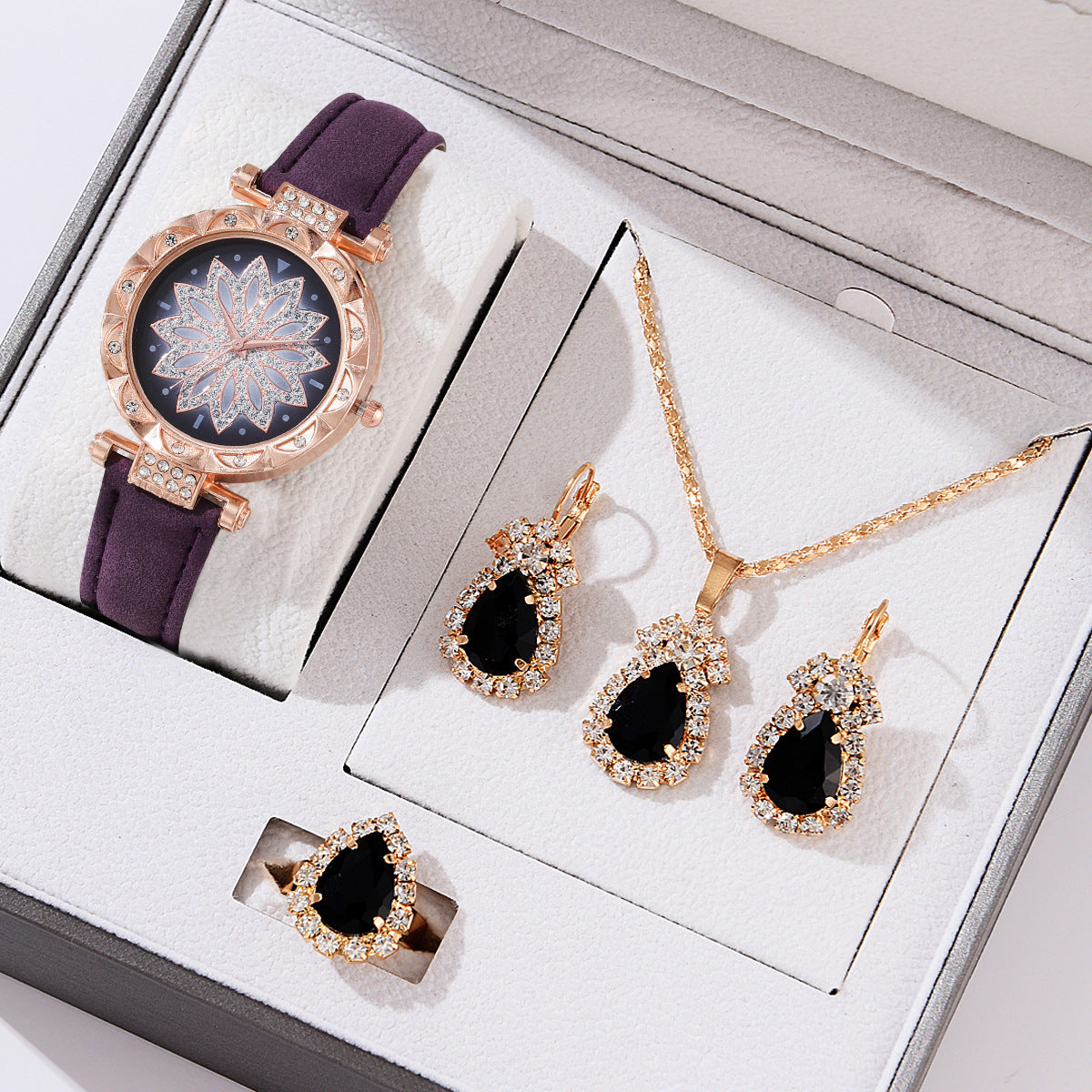 Women's White Watch and Bracelet Set - Quartz