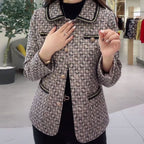 Autumn clothes, small fragrance, loose coat, women's new western style, age-reducing, belly-covering top, middle-aged mother's woolen coat