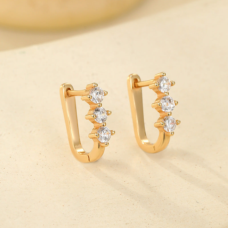 Banyan Tree S925 Sterling Silver Simple 14K Gold Plated Comet Diamond Earrings for Women, Cross-border Ins Fashionable Versatile Earrings