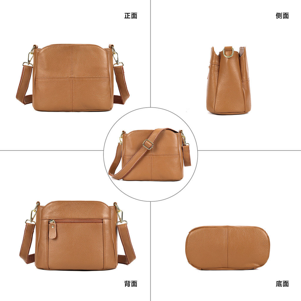 Multifunctional genuine leather handbag messenger bag for women, large capacity, high-grade first-layer cowhide versatile messenger bag for women