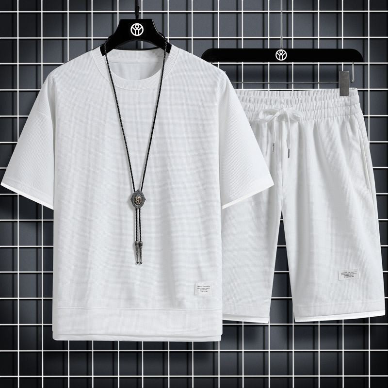 Men's Waffle Knit Casual Set – Shirt & Shorts | Aladinae