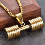 Amazon European and American jewelry Titanium steel dumbbell fitness men's necklace stainless steel pendant barbell fashion jewelry