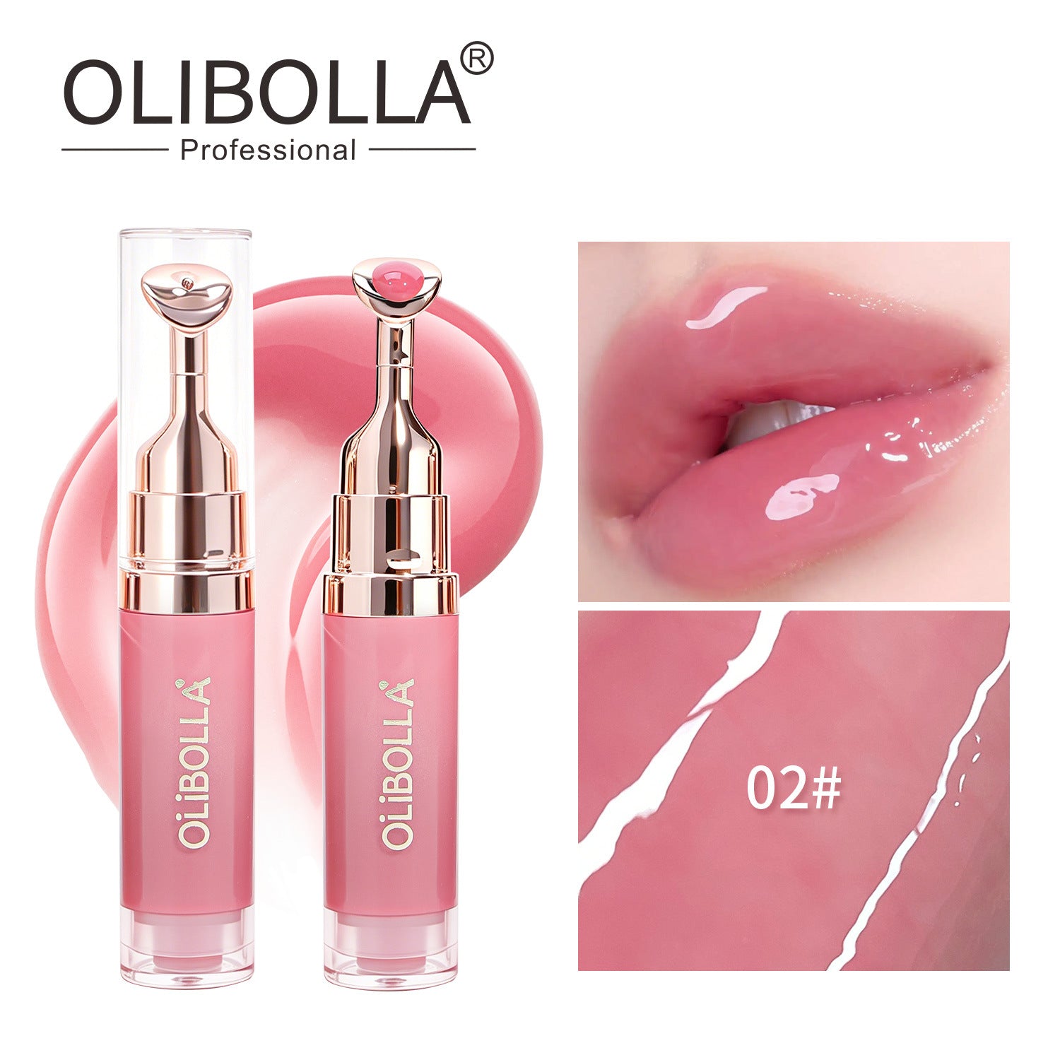 OLIBOLLA Metal Massage Head Mirror Lip Gloss Essence Moisturizes, Plumps, Reduces Lip Lines - Popular Makeup Product