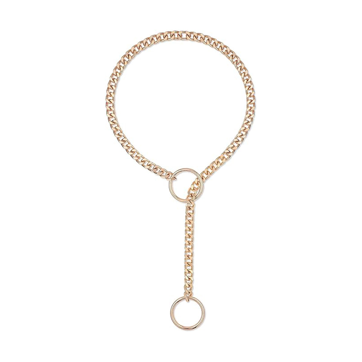Amazon Style Wide Y Ring Sliding Chain Necklace Handmade Punk Cuban Stainless steel Chain Necklace