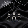 Xuping Gemstone Series Niche Earring and Necklace Set: Fashionable, Light Luxury, Teardrop Tassel, Elegant Court Style Earrings for Women