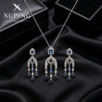 Xuping Gemstone Series Niche Earring and Necklace Set: Fashionable, Light Luxury, Teardrop Tassel, Elegant Court Style Earrings for Women