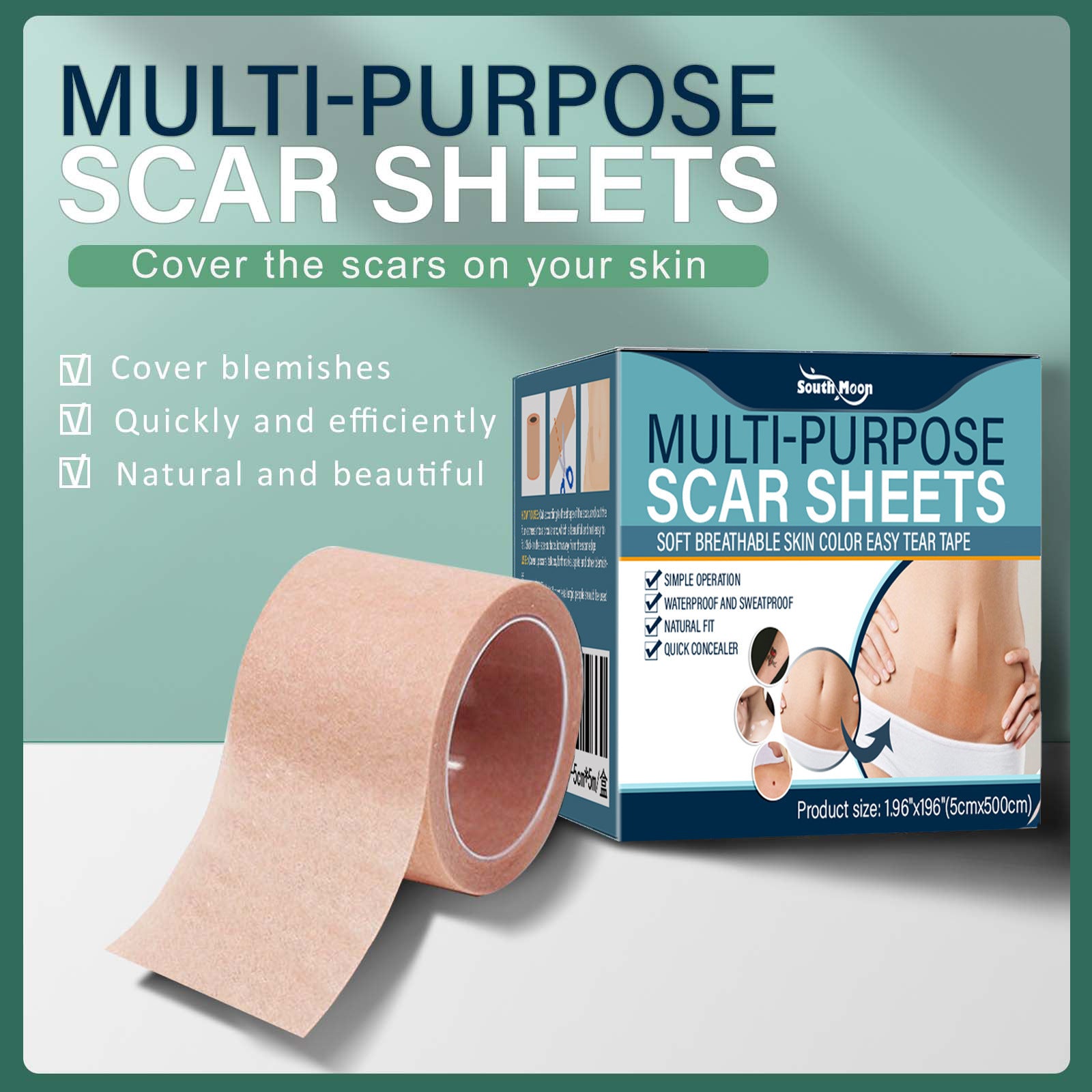South Moon Skin Tone Concealer Patches, Waterproof Skin Tone Invisible Patches for Skin Scars, Tattoos, Acne Marks
