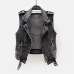 Denim vest women's autumn thin all-match tops vest women's short Korean style outerwear women's waistcoat new western style
