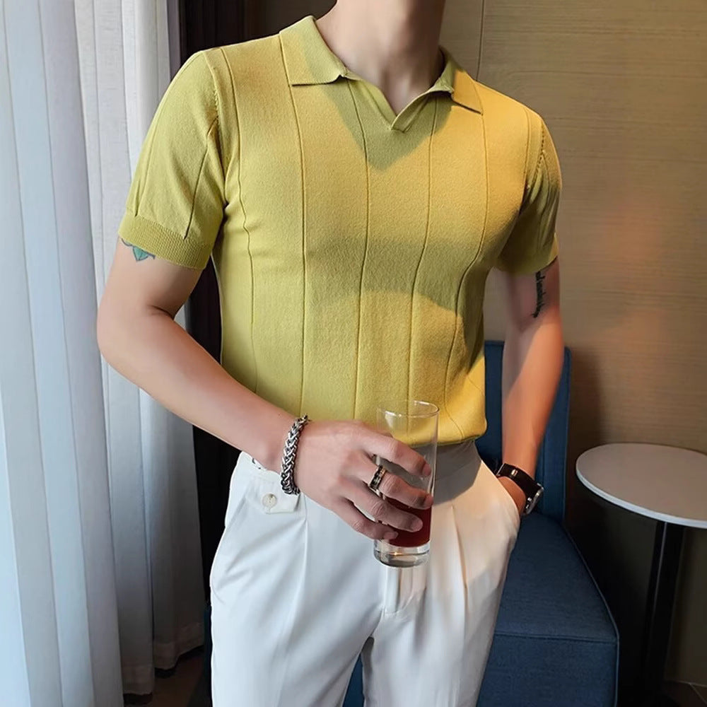 Men's Slim Fit Business Polo Knit Shirt | Aladinae