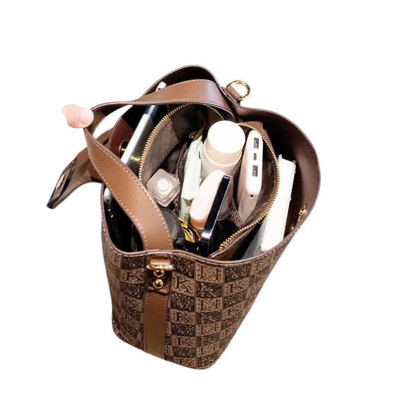 High-end light luxury women's bag 2022 new printed bucket bag, versatile and fashionable women's portable shoulder bag bags