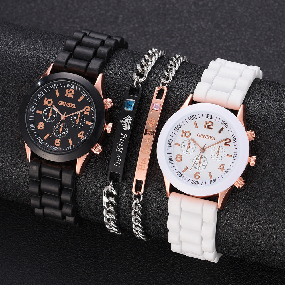 Women's White Heart-Design Quartz Watch - Silicone Strap