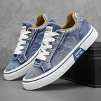 Men's Black Canvas Sneakers - Low-Top, Lace-Up