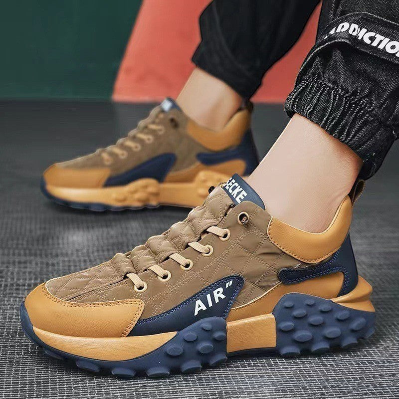 Men's Khaki Thick Sole Casual Sneakers | Aladinae