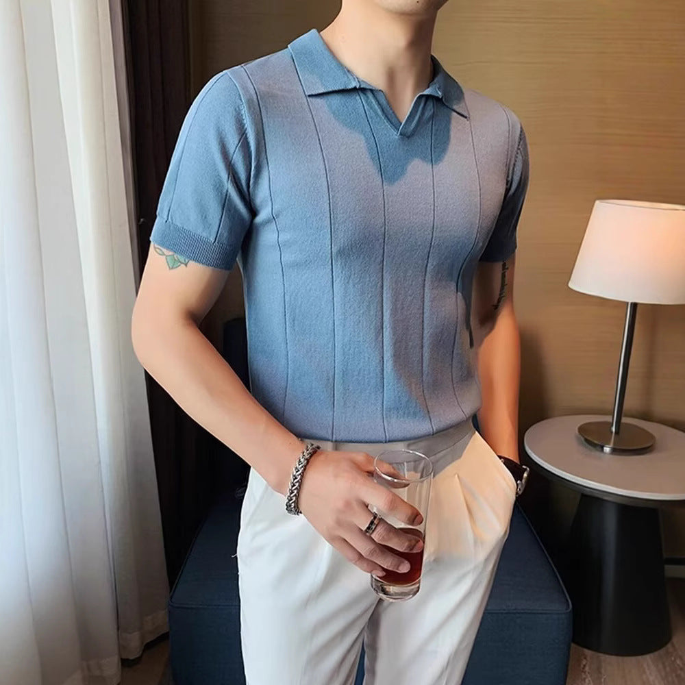 Men's Slim Fit Business Polo Knit Shirt | Aladinae