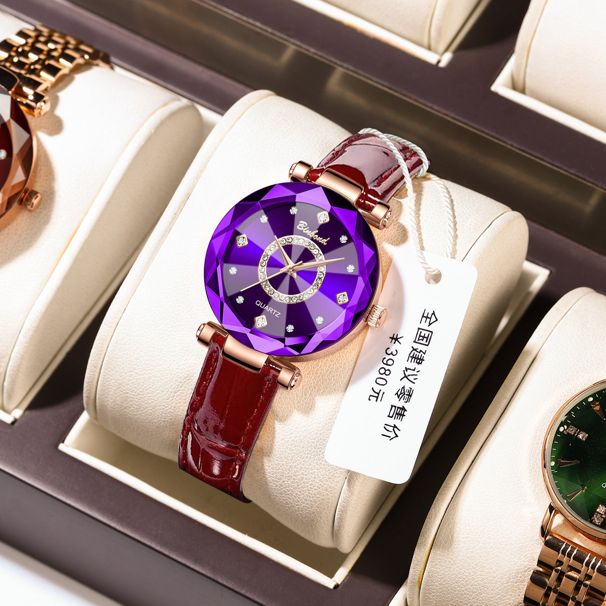 Women's Rose Gold Red Dial Quartz Watch - Waterproof
