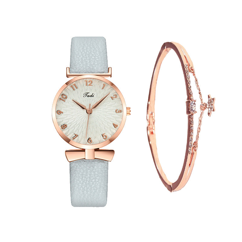 Women's Light Blue Watch and Bracelet Set - Quartz