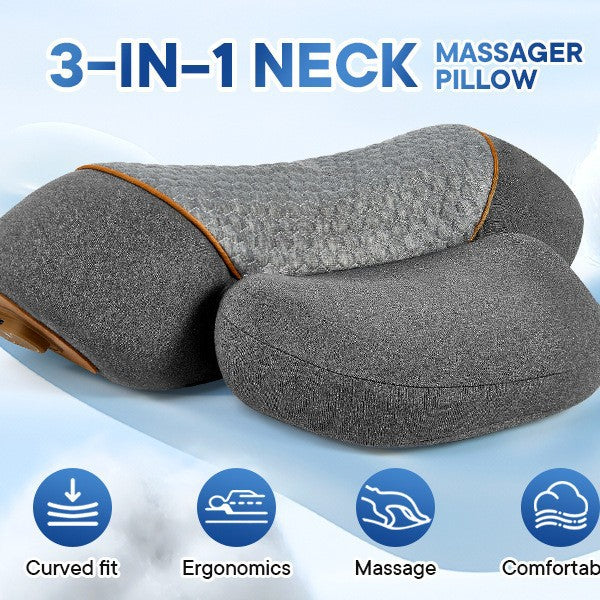 3 in 1 Neck Massage Pillow Relieves Shoulder Pain Massage Neck Support with Heat Traction Massager Amazon Exclusive