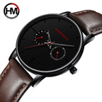 Men's multifunctional waterproof quartz watch top layer cowhide watch student trend niche brand ins business watch