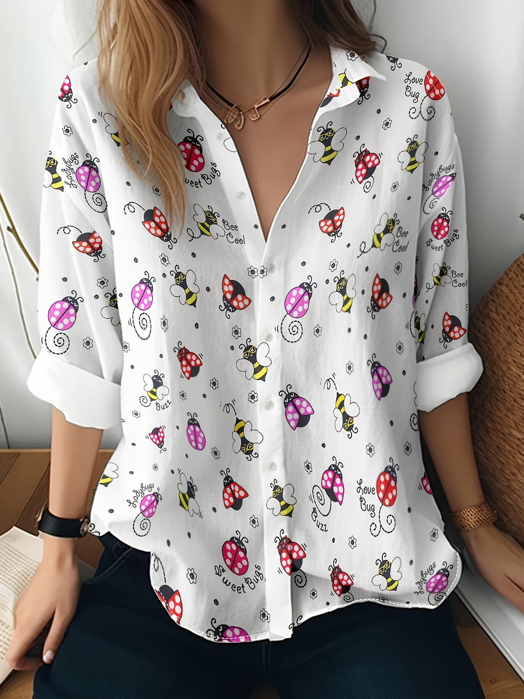 Cat cross-border Amazon European and American women's 3D printed floral pattern long-sleeved shirt women's fashion tops