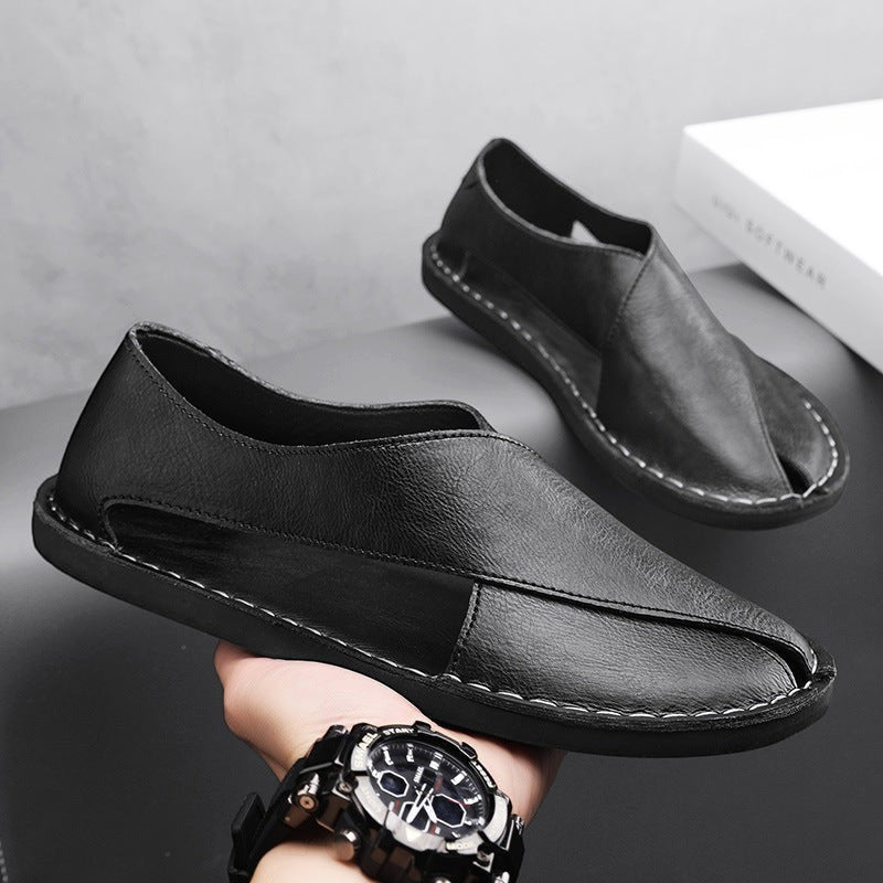 Men's Brown Slip-On Sandals – Round Toe | Aladinae