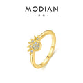 MODIAN 925 sterling silver stacked style sun and moon rings for women, high-end couple rings, ins-style niche design