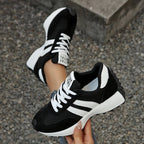 Women's Beige Flat Sneakers - Low-Top, Lace-Up