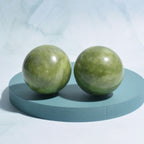 2 Pcs Natural Jade Stone Massage Ball Smooth Round Massager for Hand Foot Jade Massager Health Care Relax Body Massage Tools