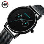 Men's multifunctional waterproof quartz watch top layer cowhide watch student trend niche brand ins business watch