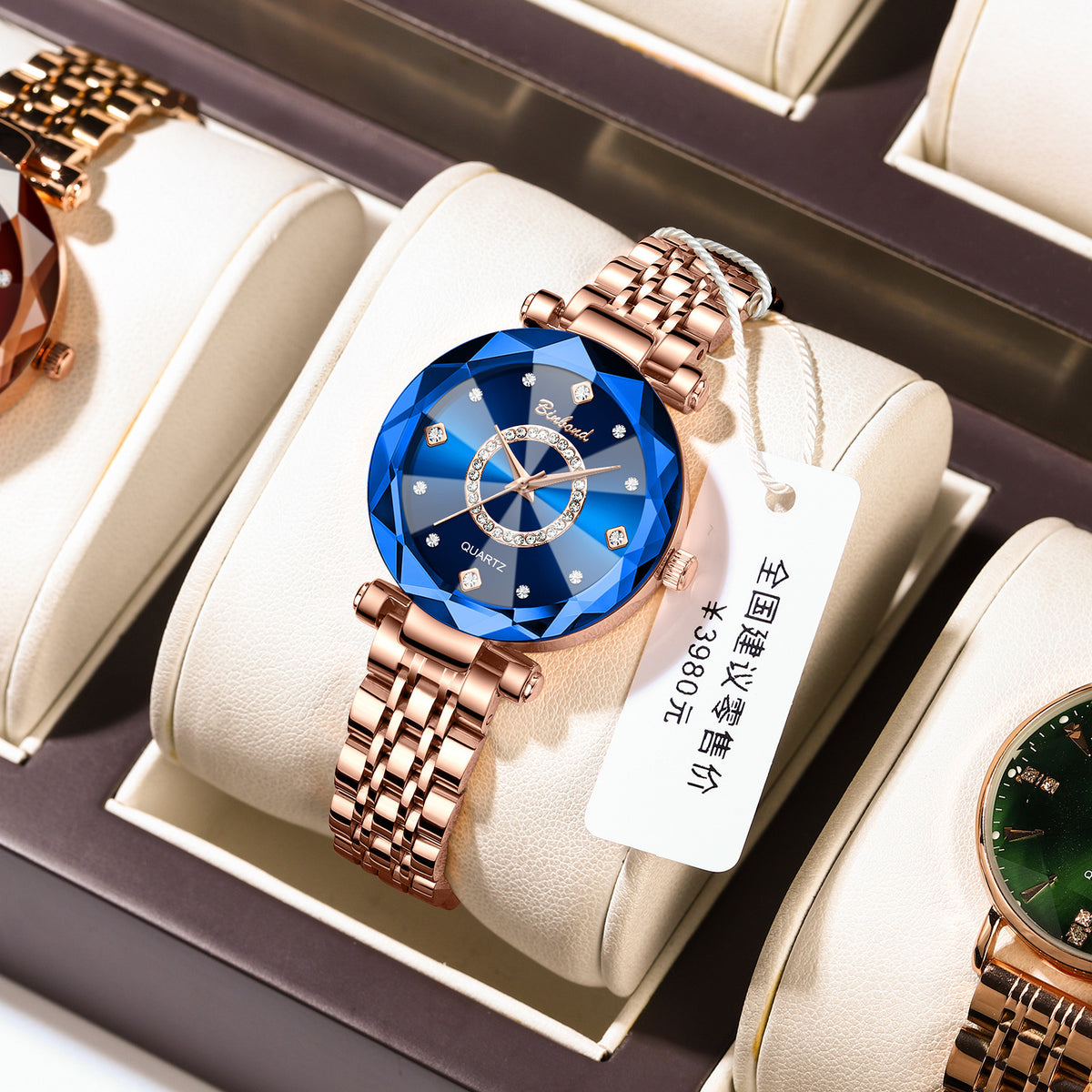 Women's Rose Gold Red Dial Quartz Watch - Waterproof