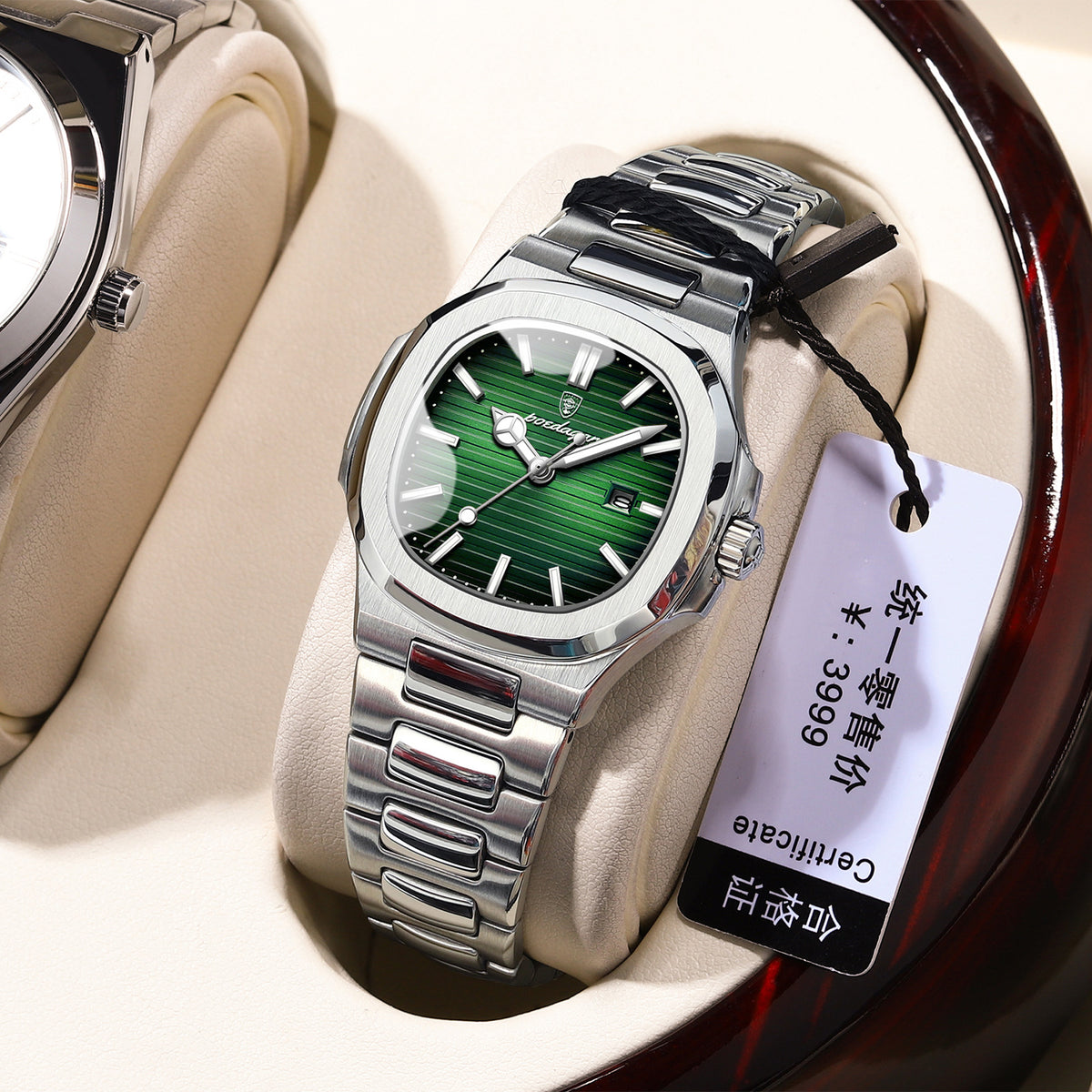 Women's Two-Tone Blue Quartz Watch - Square Dial
