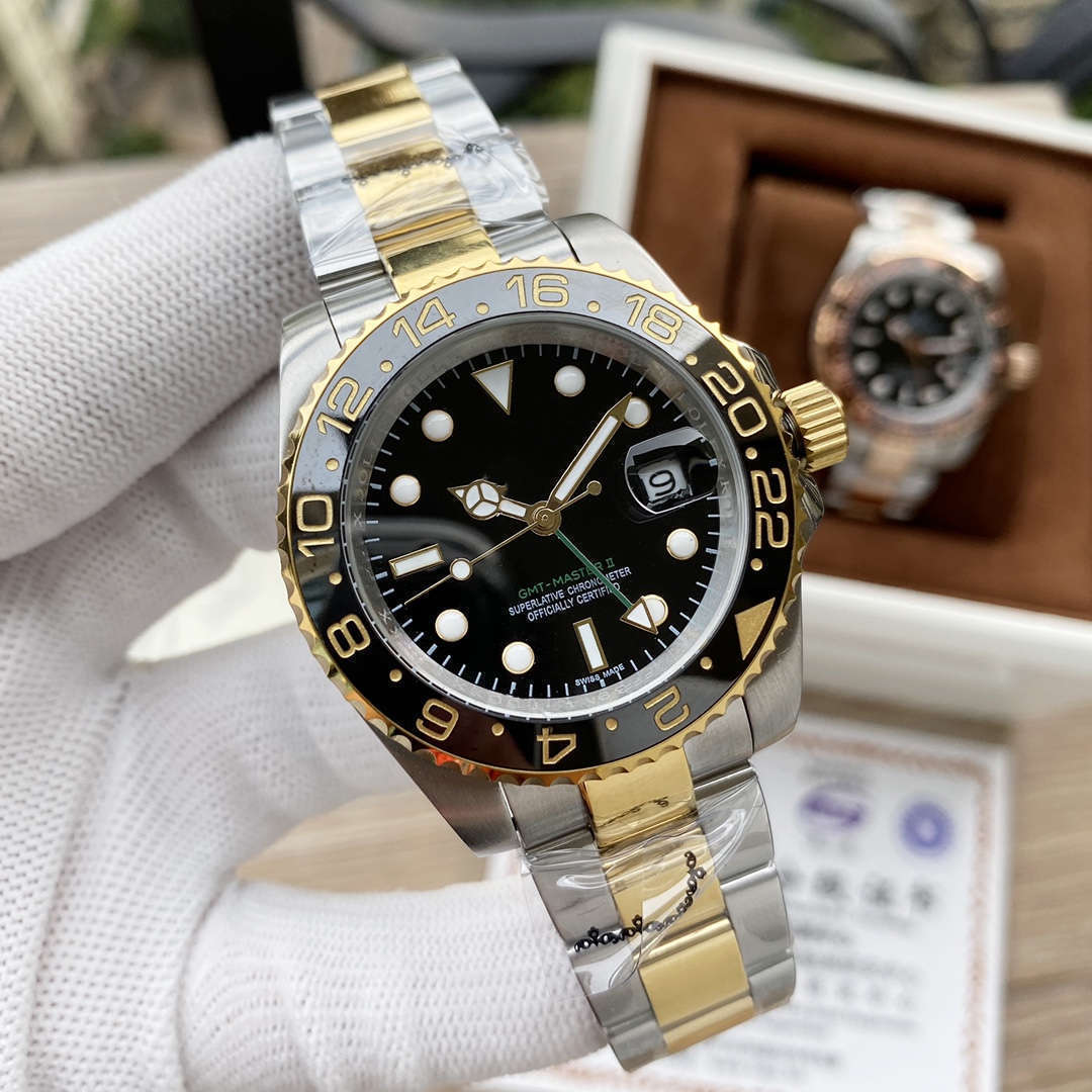 Rolex Cola bezel GMT-Master automatic mechanical watch for men, Inter Milan CLEANVS, sapphire crystal.