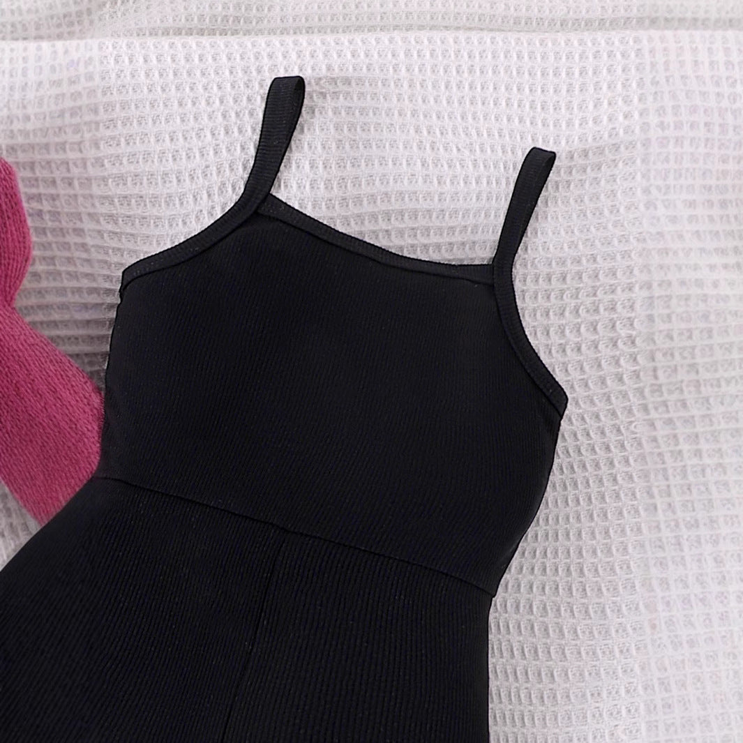 Foreign trade cross-border European and American new summer girls suits for small and medium-sized children single-breasted denim vest solid color jumpsuit