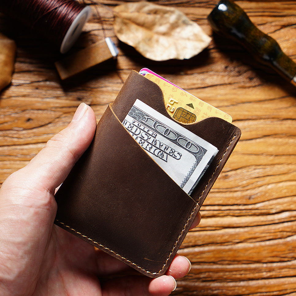 Men's Crazy Horse Leather Card Holder & Coin Purse | Aladinae